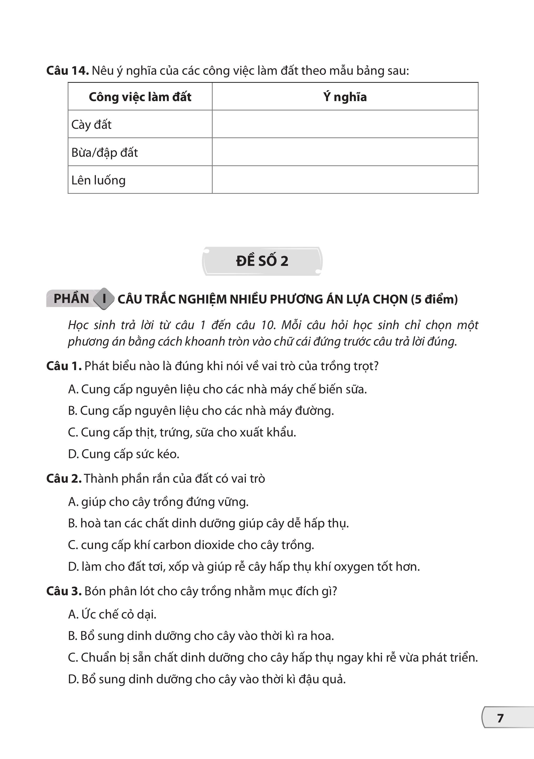Bộ Đề Kiểm Tra, Đánh Giá Công Nghệ 7 - Ảnh 9