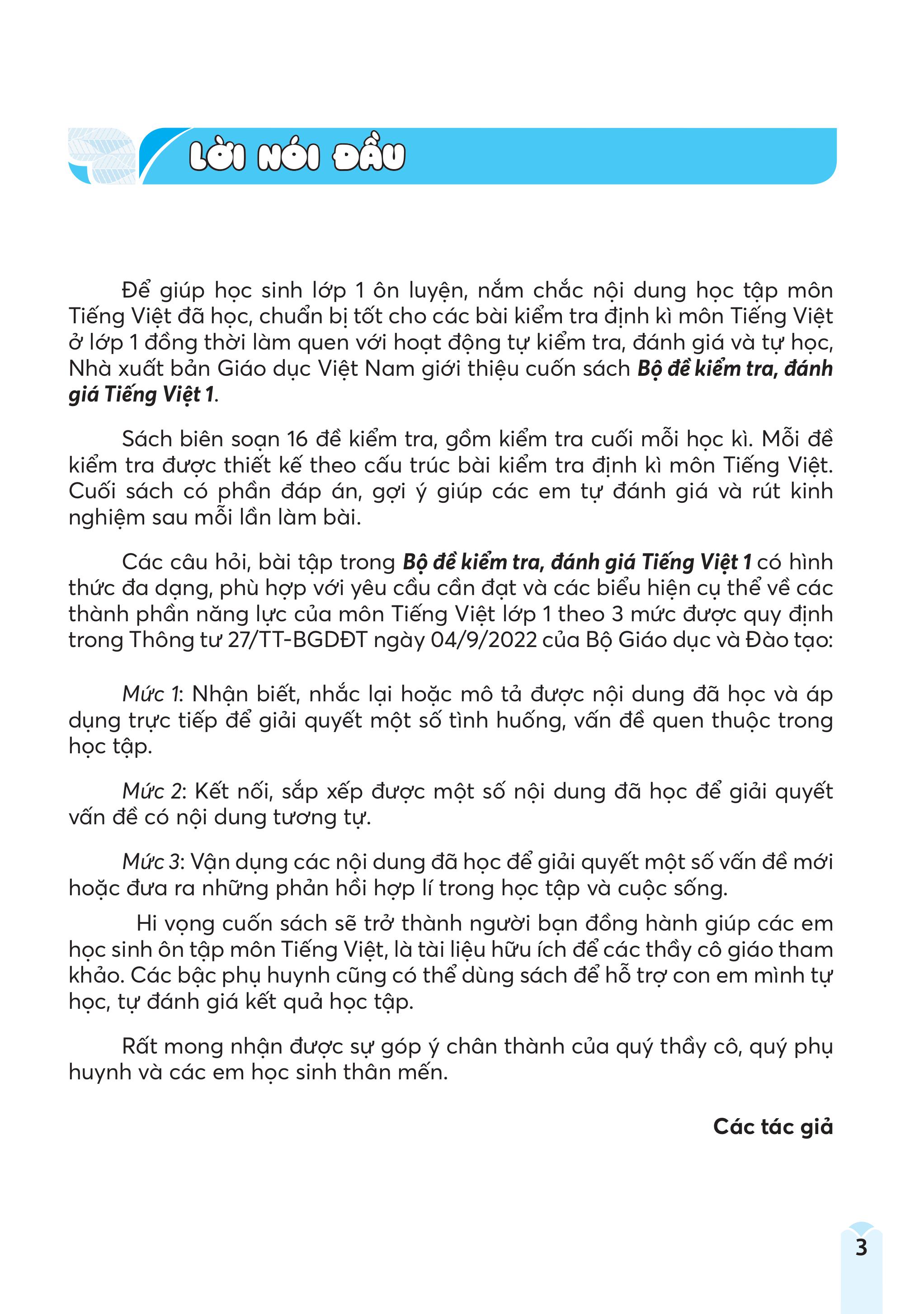 Bộ Đề Kiểm Tra, Đánh Giá Tiếng Việt 1 - Ảnh 3