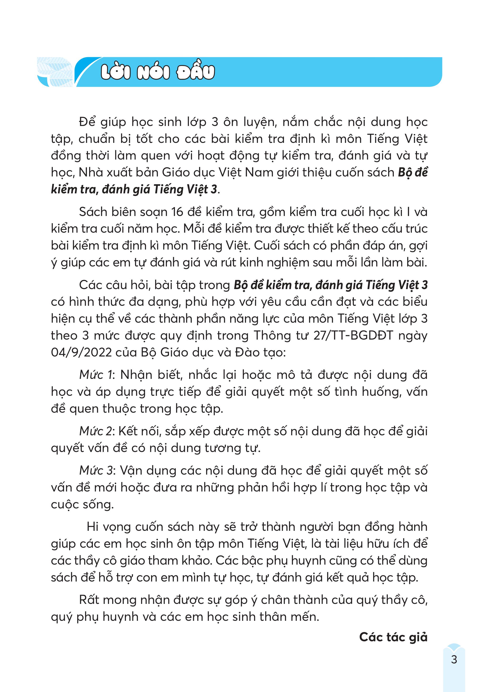 Bộ Đề Kiểm Tra, Đánh Giá Tiếng Việt 3 - Ảnh 3