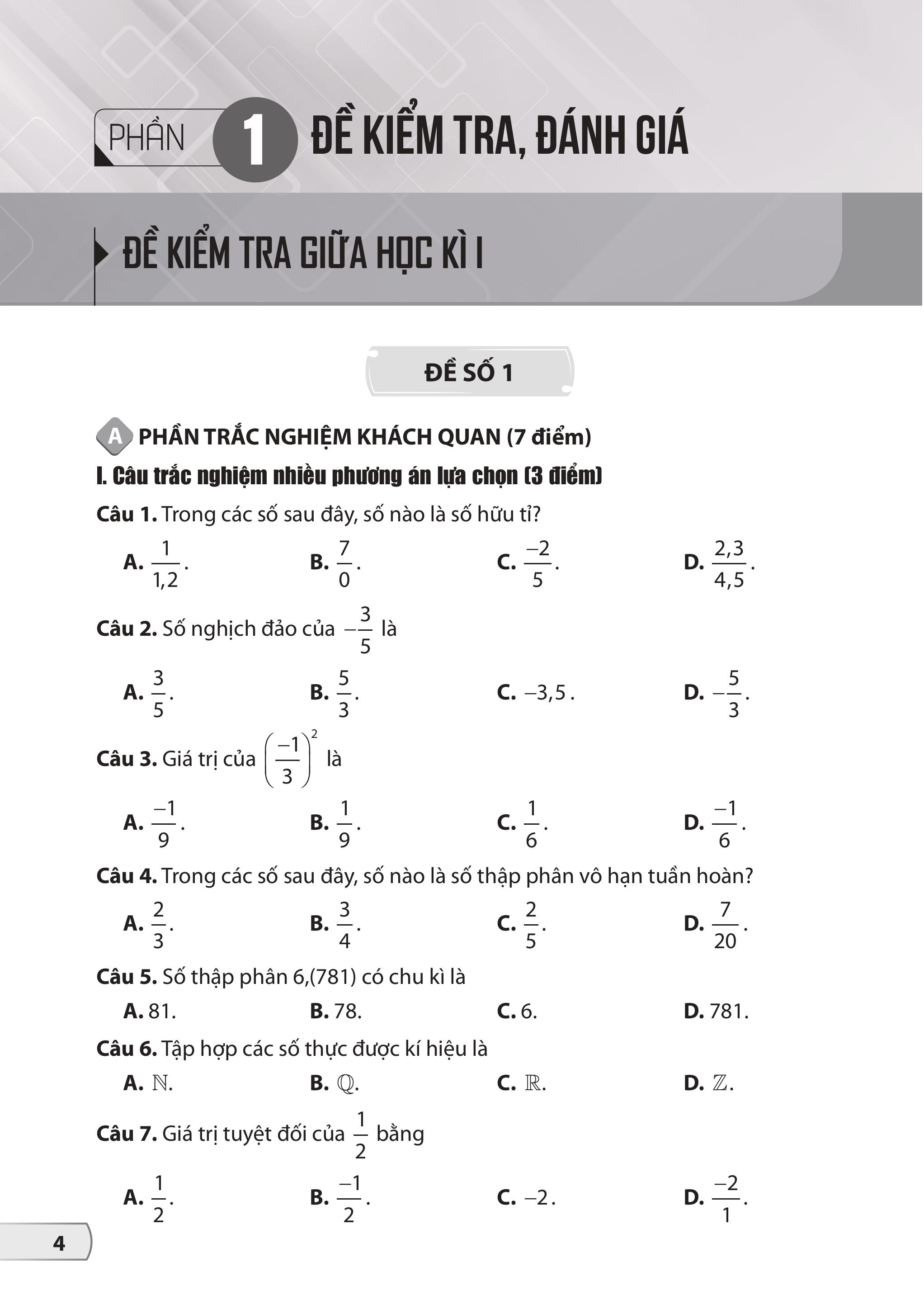Bộ Đề Kiểm Tra, Đánh Giá Toán 7 - Ảnh 5