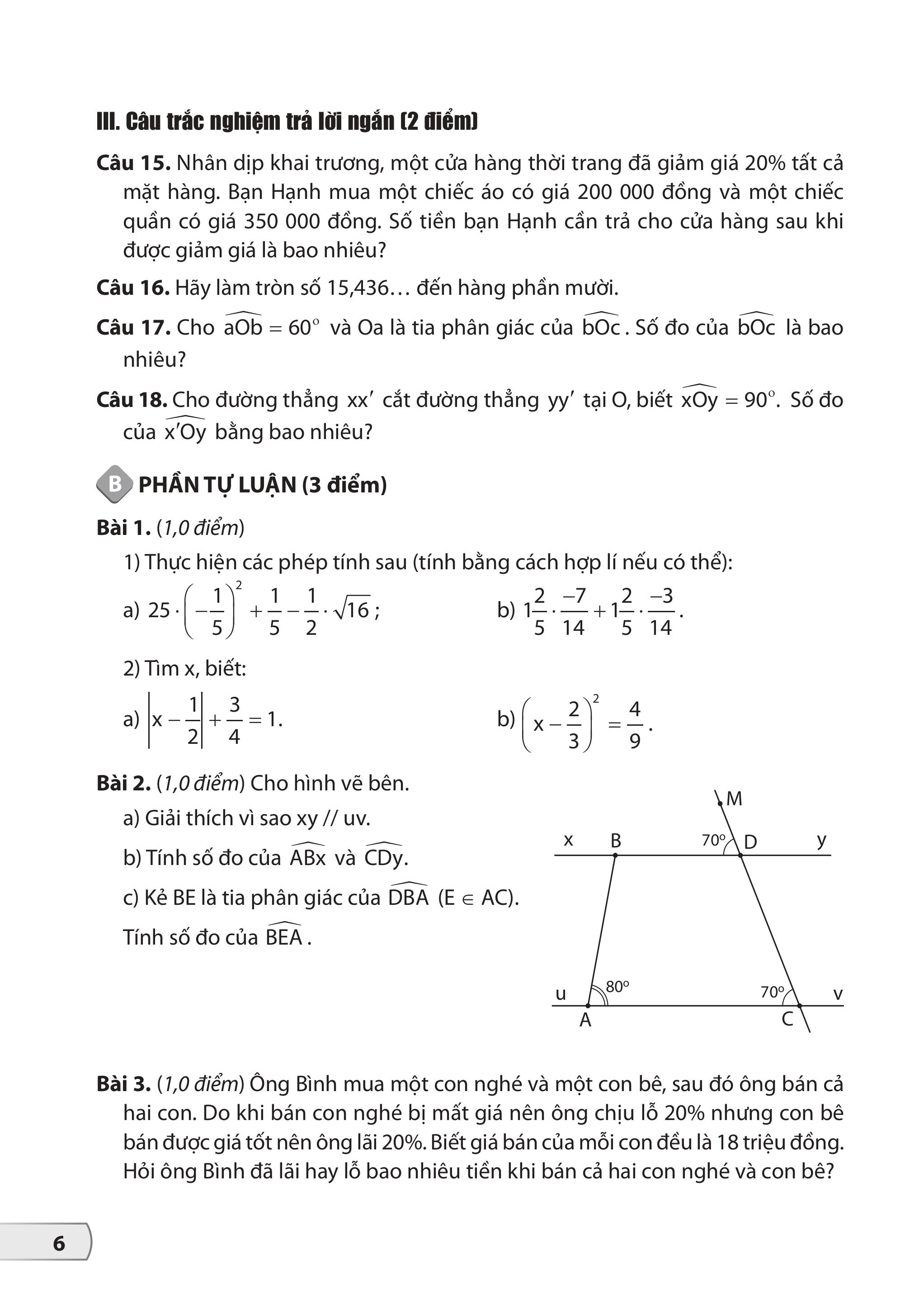 Bộ Đề Kiểm Tra, Đánh Giá Toán 7 - Ảnh 7