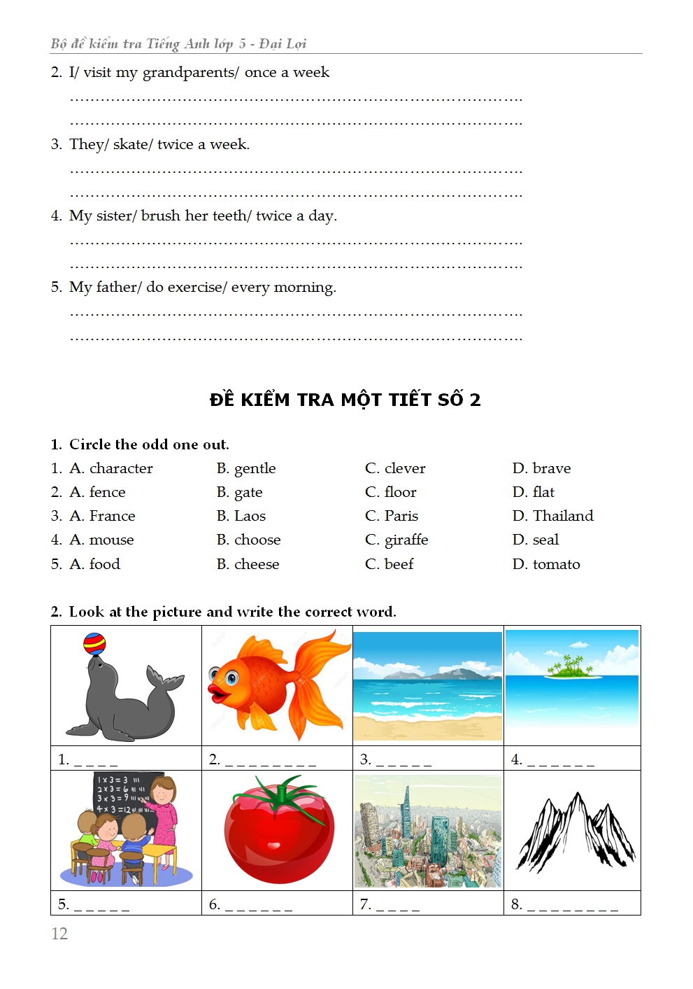 bộ đề kiểm tra tiếng anh - lớp 5 - Ảnh 7