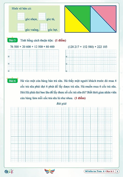 Bộ
Đề Kiểm Tra Toán 4 - Học Kì 1 (Cánh Diều) - Ảnh 6