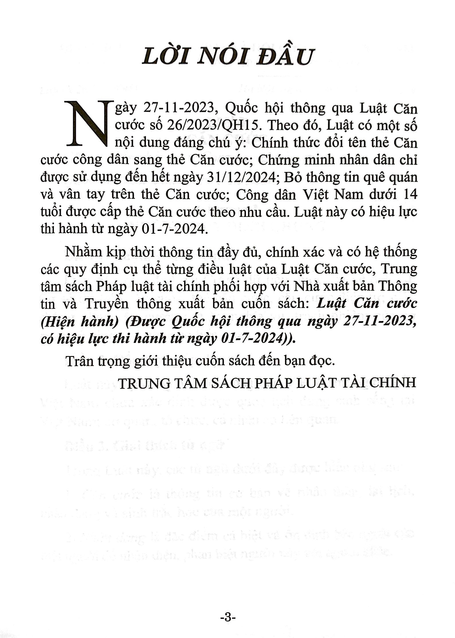 Bộ Luật Căn Cước (Hiện Hành) (Được Quốc Hội Thông Qua Ngày 27/11/2023, Có Hiệu Lực Thi Hành Từ Ngày 01/7/2024) - Ảnh 3
