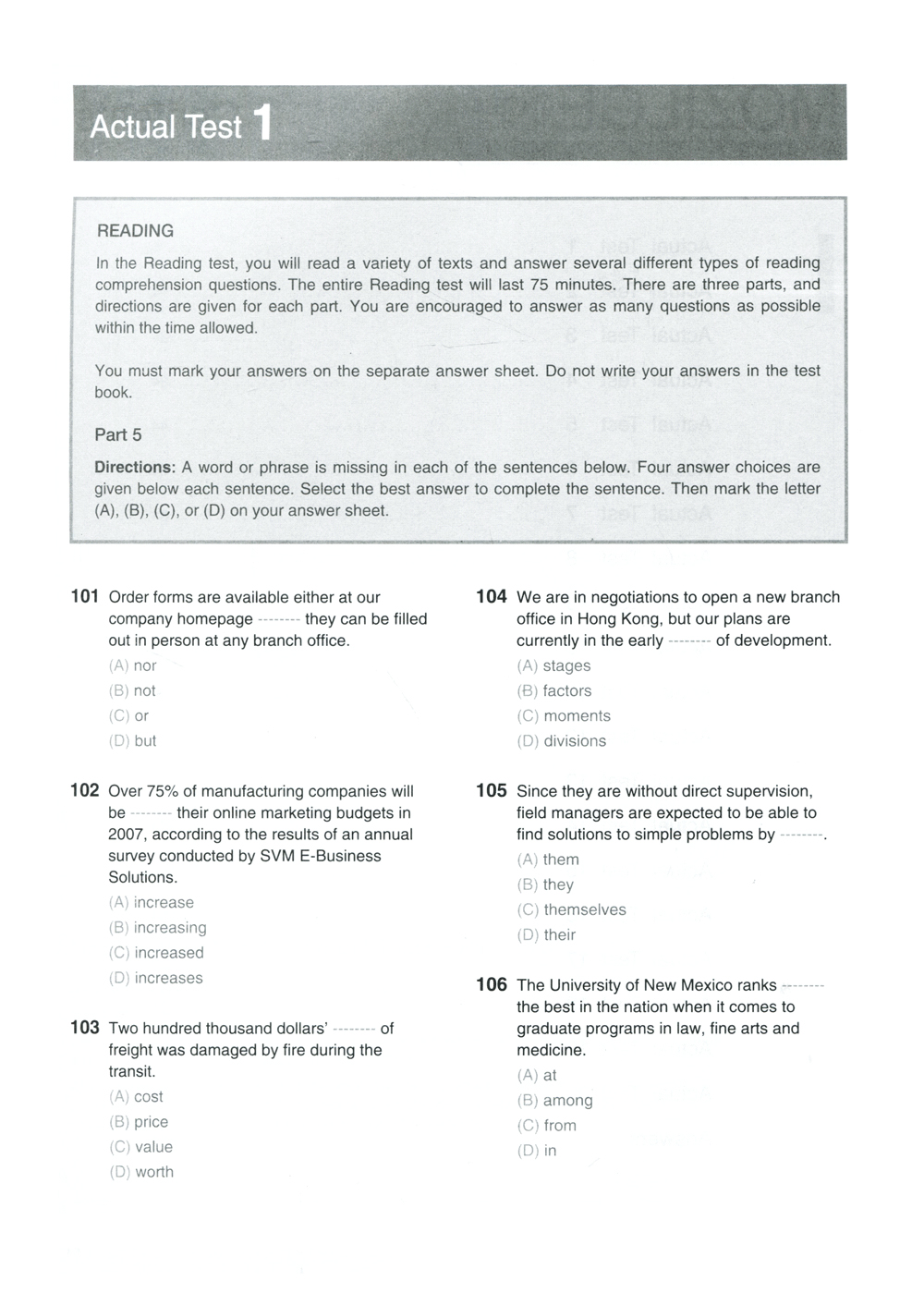 bộ new toeic actual test part 5,6 (không cd) - Ảnh 5