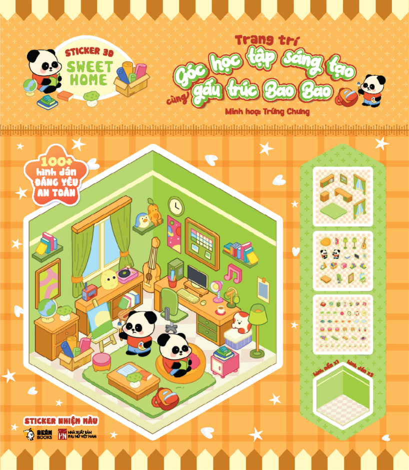 Bộ Sticker 3D Sweet Home - Trang Trí Góc Học Tập Sáng Tạo Cùng Gấu Trúc Bao Bao - Ảnh 3