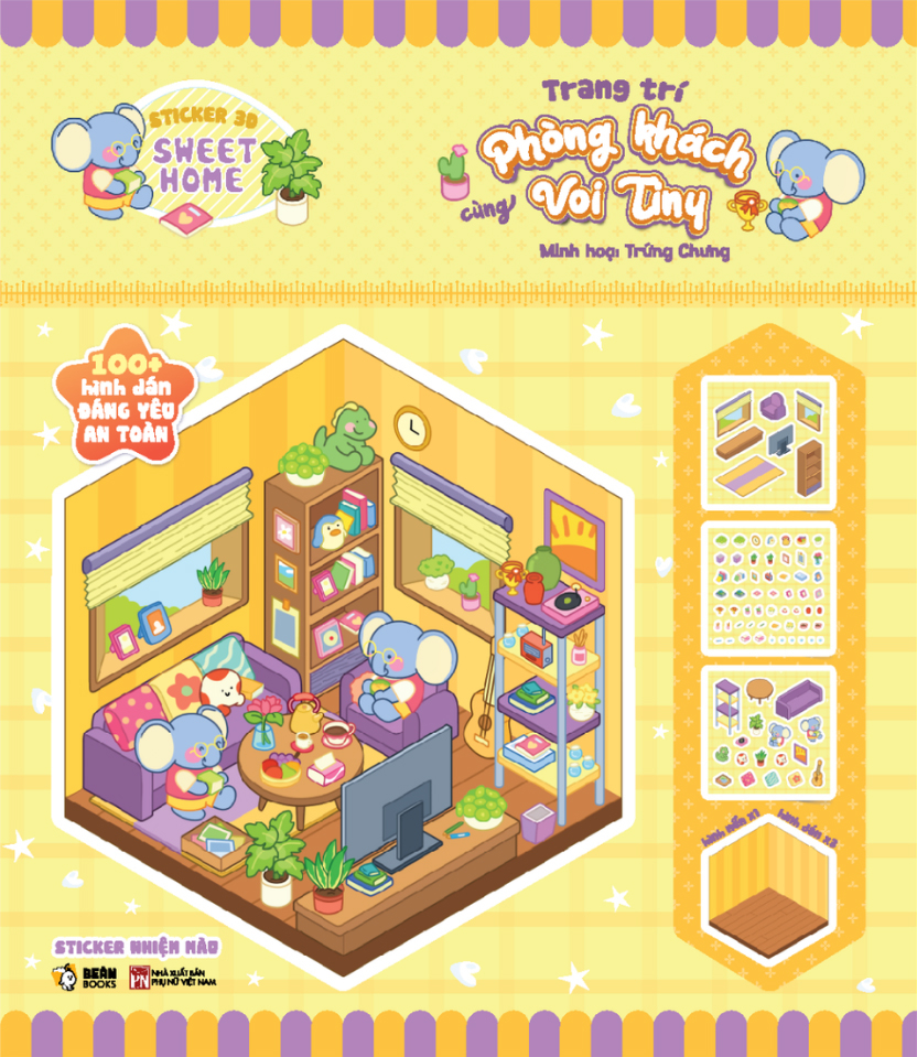 Bộ Sticker 3D Sweet Home - Trang Trí Phòng Khách Cùng Voi Tiny - Ảnh 3
