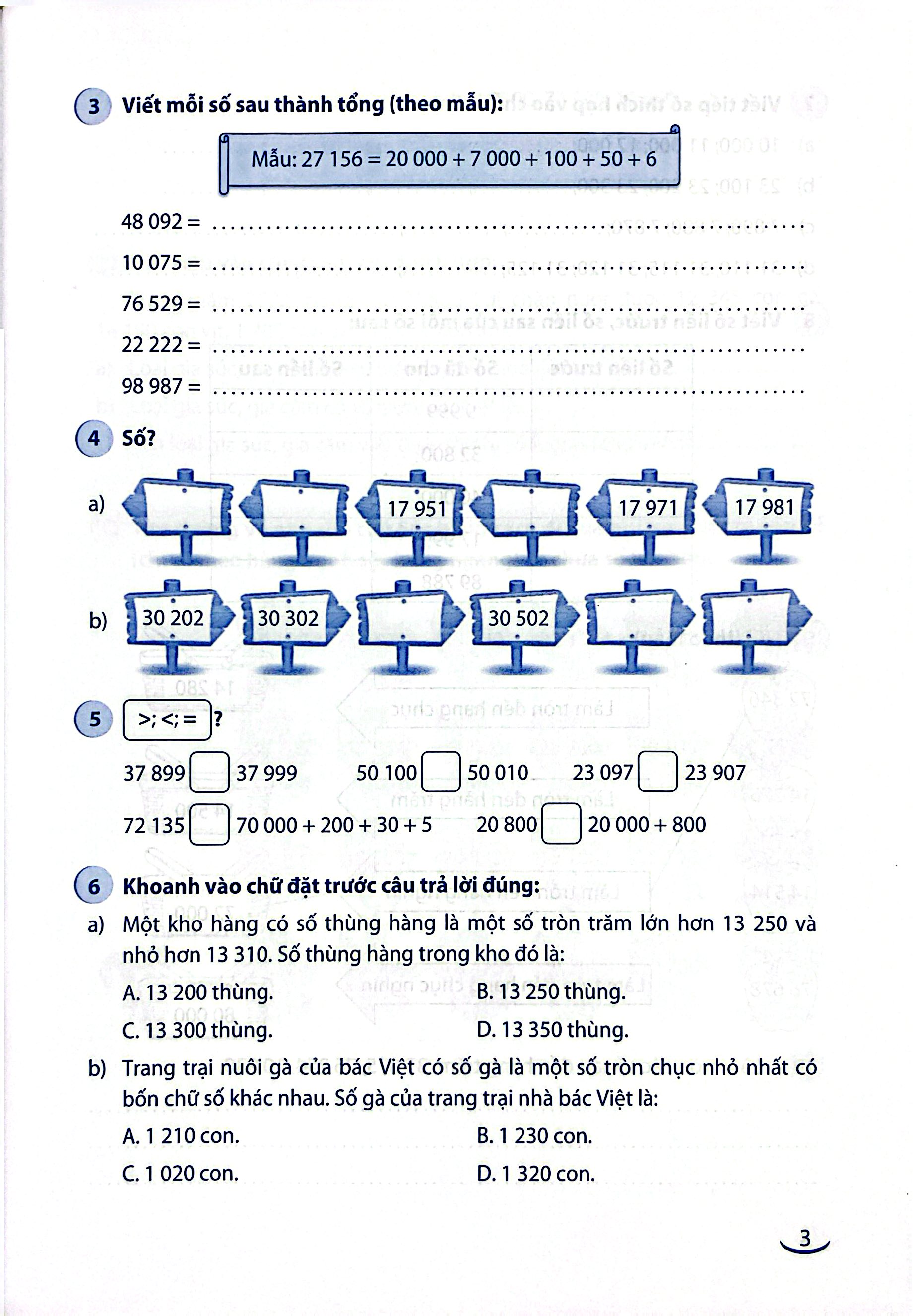 Bộ Vở Ôn Tập Hè Môn Toán - Lớp 3 - Ảnh 5