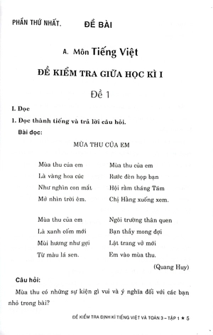 đề kiểm tra định kì tiếng việt và toán 3 - tập 1 - Ảnh 5