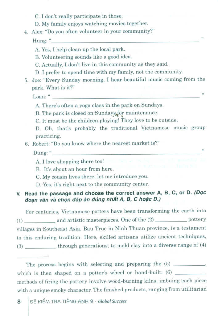 Global Success - Đề Kiểm Tra Tiếng Anh 9 (Kết Nối) - Ảnh 8