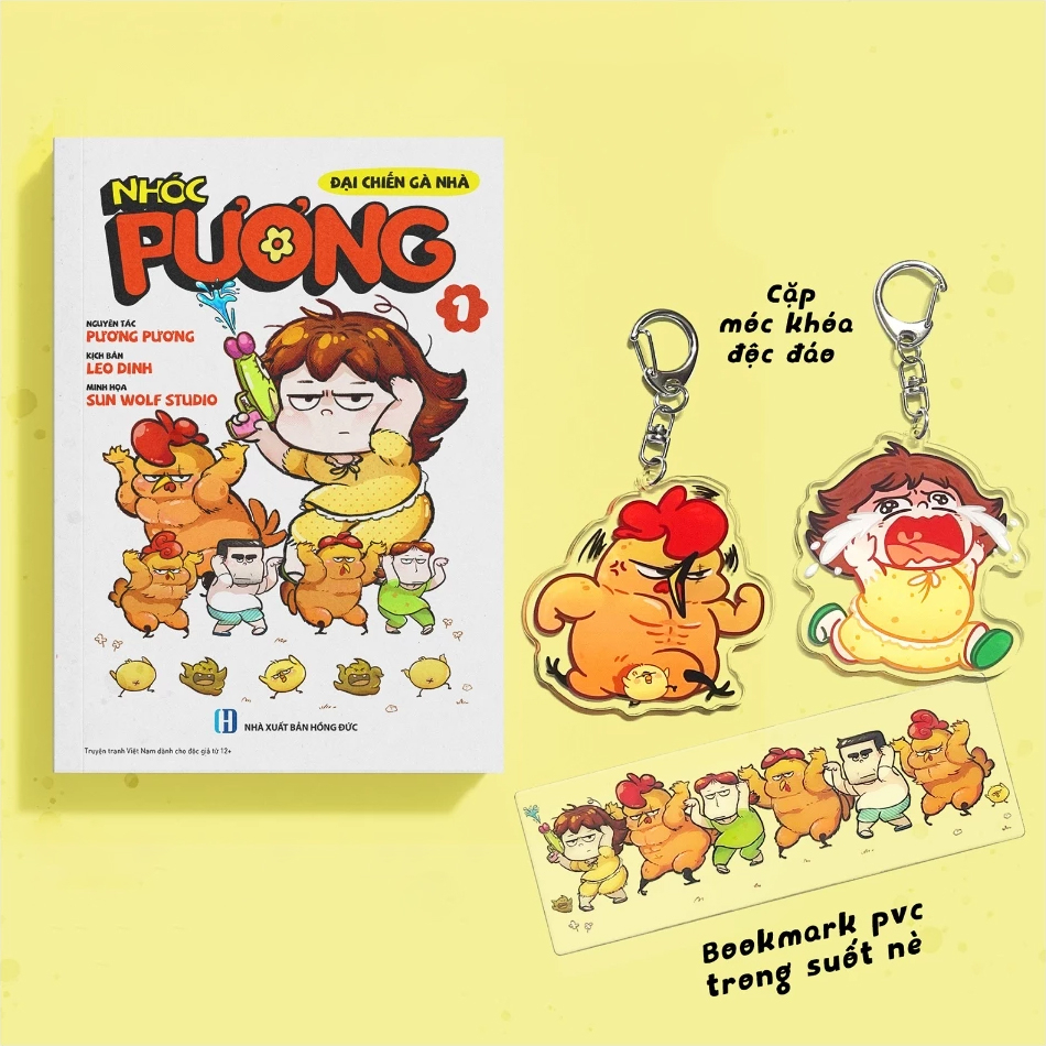 nhóc pương - tập 1 - đại chiến gà nhà - bản sưu tầm - tặng kèm bookmark pvc trong suốt + chữ ký tác giả + cặp móc khóa độc đáo + cặp plushie + bộ đôi sticker - Ảnh 4
