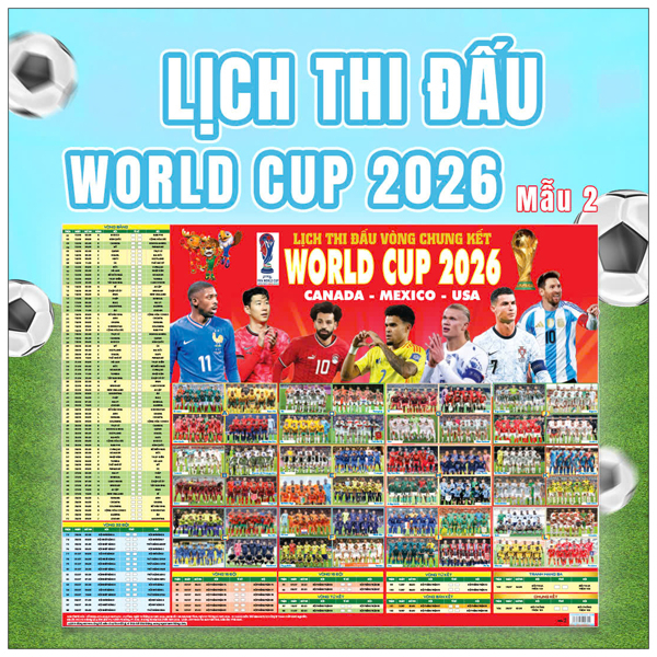 Poster Lịch Thi Đấu Vòng Chung Kết World Cup 2026 - Kèm Ống - 65 x 86 cm - Mẫu 2