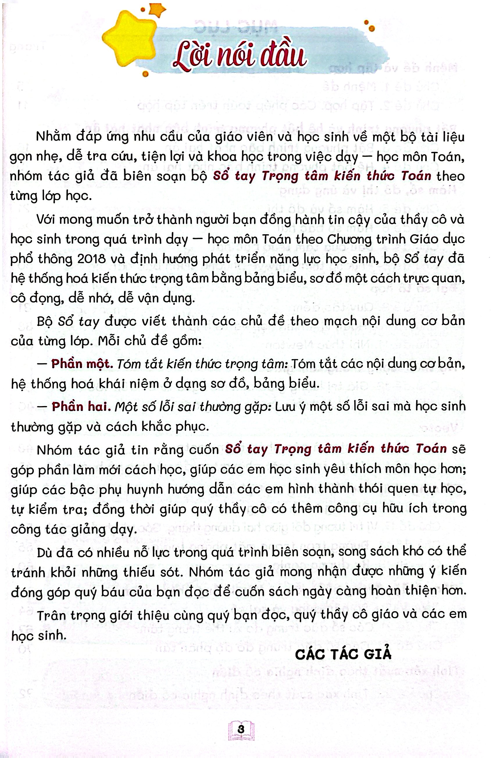 Sổ Tay Trọng Tâm Kiến Thức Toán 10 - Ảnh 3