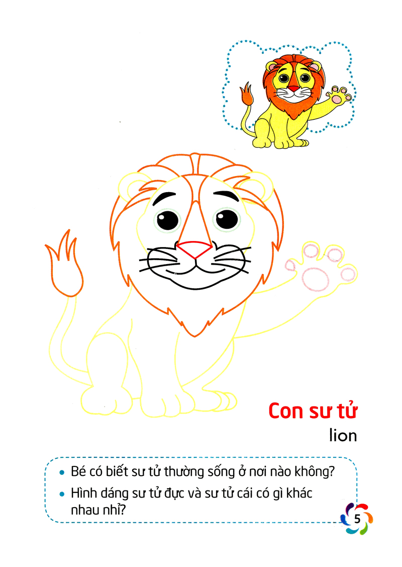 tập tô màu và nhận biết thế giới xung quanh - động vật hoang dã - Ảnh 6