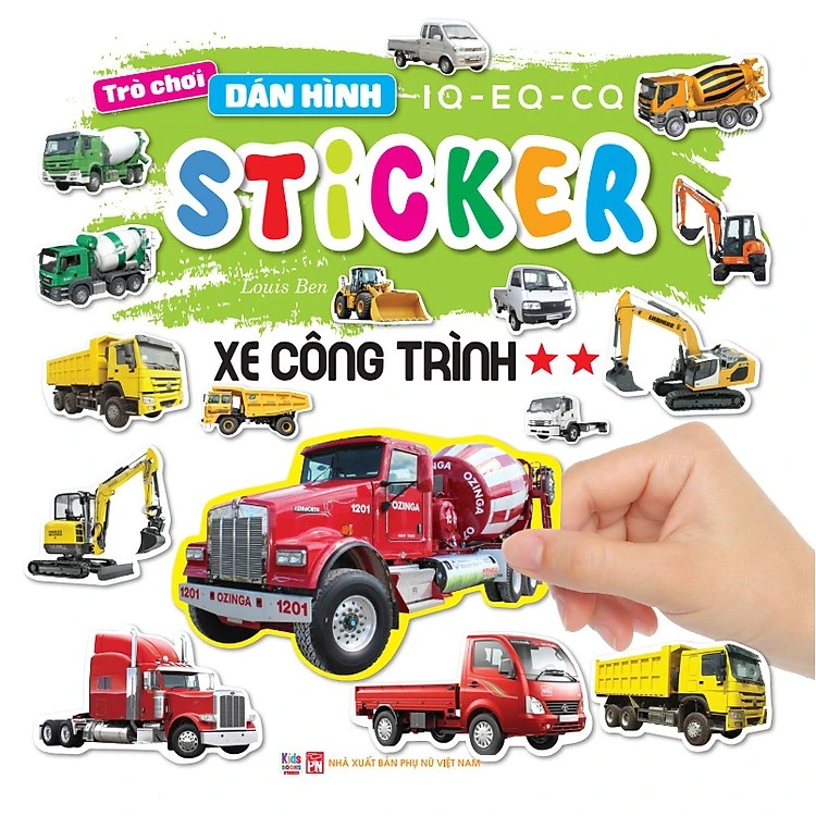 trò chơi dán hình iq-eq-cq - sticker - xe công trình - tập 2 - Ảnh 2